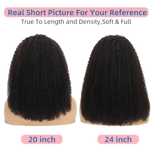 Afro Kinkycurly Wig Human Hair Kinky Curly13x6 Lace Front Wig 100% Real Human Hair Wigs 200 Density 24 Inch True Length and Density Can be Bleachec Preplucked Hairline Natural Black Color