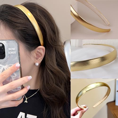 Gold Headband for Women and Girls - Satin Hair Band, Cute Headpiece, Hair Accessories