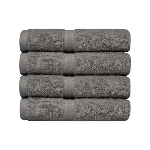 Quick Dry & Absorbent Wash Cloths Set of 4 (12" x 12") Hotel Quality, Versatile as, Washcloths for Your Face, Face Towel Set, Spa Towels, Hand Towels, Soft Wash Cloths -%100 Cotton - Gray