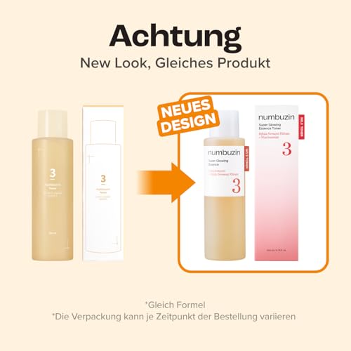 numbuzin No.3 Toner | Super Glowing Essence Toner | Skin Radiance, Zero Pore, Skin Tightening, Skin Texture, Hydration | Fermented Ingredients, Niacinamide, Galactomyces | 6.76 fl. oz.