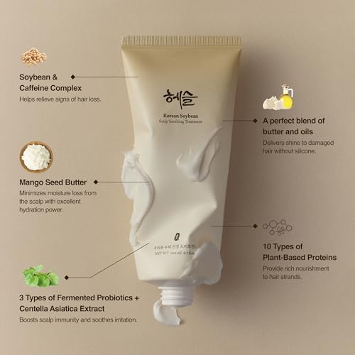 Korean Soybean Scalp Soothing Treatment Conditioner, Silicone-Free, Sensitive Scalp Safe, Damaged Hair, Deep Moisturizing, Shine Enhancing, Stocking Stuffers | 200ml