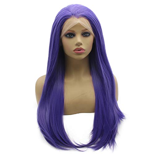 Iwona Long Straight Purple Synthetic Lace Front Hair Wig Heat Resistant Fiber Hair