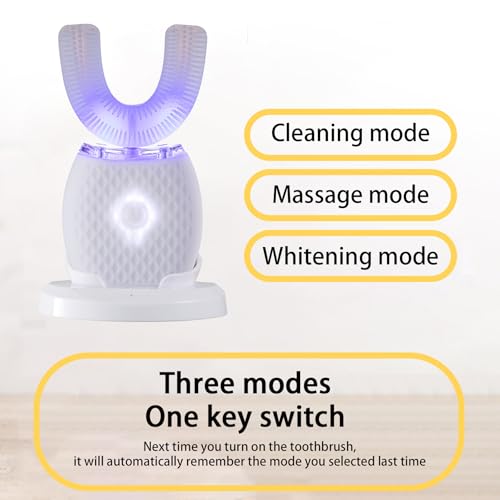 Automatic Toothbrush for Adult - Ultrasonic Electric Toothbrush with Soft Bristles & 30s Timer Rechargeable Portable Design with Wireless Charging Waterproof & Washable for Travel & Home Use (White)