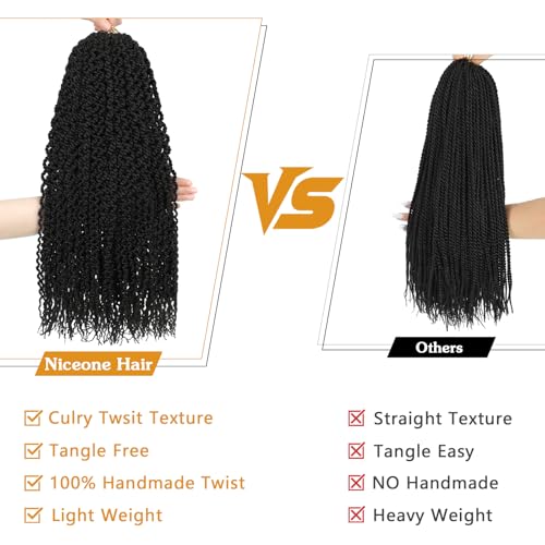 Curly Senegalese Twist Crochet Hair Pre-looped 7 Packs Small Twist Crochet Hair for Women 140 Strands Senegalese Twists Hair with Straight Ends Synthetic Crochet Braids(T350, 18 Inch)