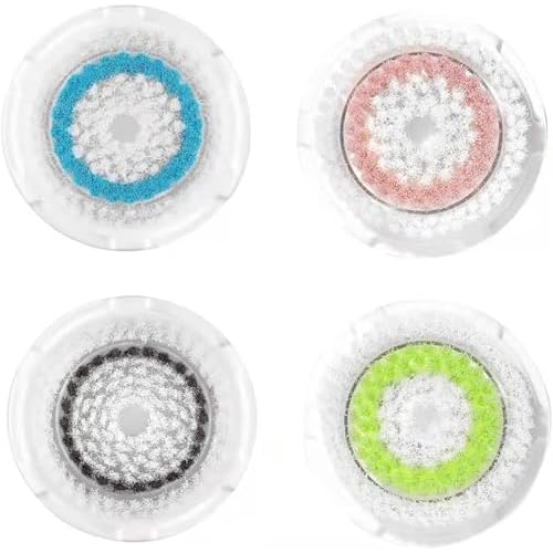 Facial Cleansing Brush Head Replacement Set Compatible with Clarisonic Mia 1, Mia 2, Mia Fit, Alpha Fit, Smart Profile Uplift and Alpha Fit X, 4 Pack
