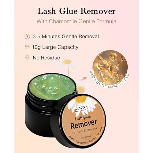 EMEDA Eyelashes Extension Remover 10g, Lash Extension Remover for Individual Lashes with Chamomile Gentle Formula, 0.35oz Professional Removal Cream Kits with Tools (02)