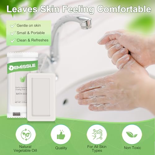 Demissle 0.35 Ounce Travel Size Soap Bars Face and Body Bar Soap Small Travel Individually Wrapped Hotel for Vacation, Hospitality Hotels, Rentals, Camping, Guest Room(200 Pcs)