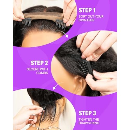 3D Water Wave Half Wig Human Hair 200% Density 3 In 1 Glueless Wigs Human Hair for Women Drawstring Wig Human Hair 100% Real Human Hair 16 Inches