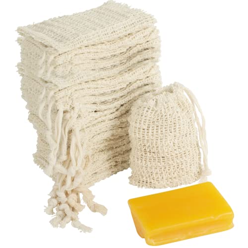 100 Pcs Sisal Soap Saver Bag with Drawstring, Plastic-Free Soap Saver Bags Reusable& Natural Bubble Exfoliating Pouch for Bath & Shower, Zero Waste Mesh Bag for Foaming & Drying Soaps