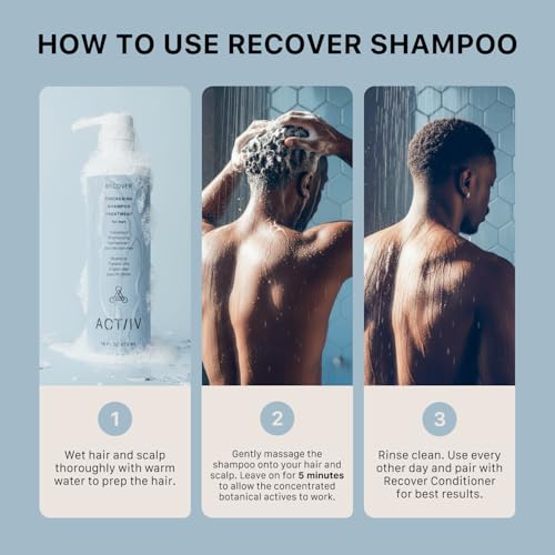 ACTIIV Recover Thickening Shampoo Treatment For Men | Supports the Appearance of Fuller, Healthier-Looking Hair, Supports Scalp Health, Plant-Based, Color-Safe, Vegan,All Hair Types
