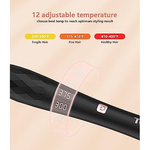 Terviiix Small Barrel Curling Iron Wand, 3/8 Inch Thin Curling Wand Iron for Short & Long Hair, Argan Oil and Keratin Infused Ceramic Curler with Digital Adjustable Temperature & Auto-Off, 9mm, Black