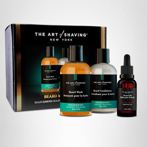 The Art of Shaving Beard Prep Kit - 4oz Peppermint Facial Hair Wash & Conditioner, 1oz Sandalwood Beard Oil