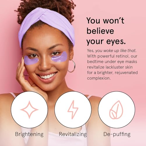 grace & stella Retinol Under Eye Patches for Puffy Eyes and Dark Circles - Restoring Gel Under Eye Masks with Hyaluronic Acid - Vegan Cruelty-Free Skincare, Birthday Gifts for Women (Purple, 24 Pairs)
