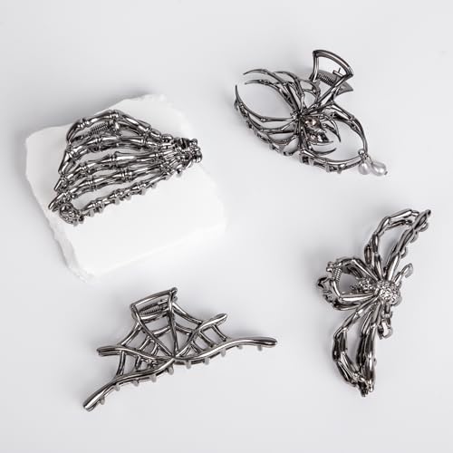4 Pcs Metal Spider Hair Claw Clips for Women, Goth Hair Accessories, Halloween Gifts for Women