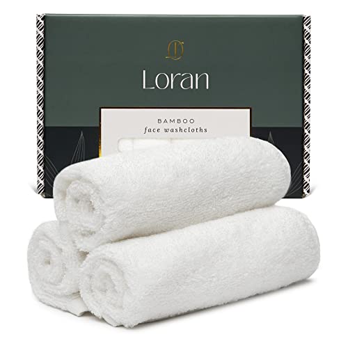 White Washcloths Set of 6 Soft Facial Cloths 10¡± x 10¡± 100% Viscose Derived from Bamboo Spa-Like Feel Silky Face Cloth for Skin Cleansing