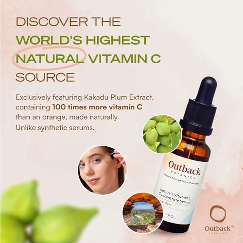 Natural Vitamin C Facial Serum with Kakadu Plum Extract - 100x More Vitamin C Than an Orange - Anti-Aging, Anti-wrinkles, Hydrating Skincare - 1 fl oz