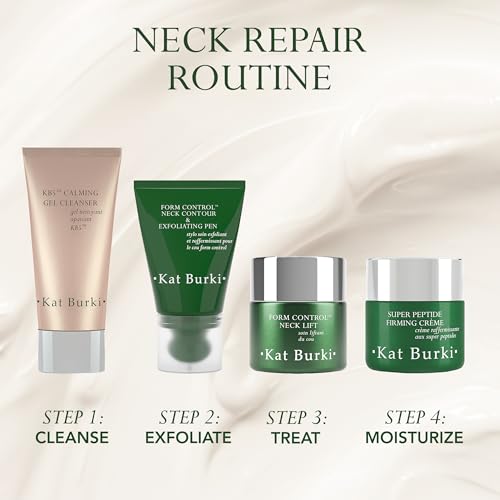 KAT BURKI Form Control Neck Contour & Exfoliating Pen, Exfoliating Serum with 5% Stabilized Vitamin C, Pumpkin & Papaya Enzymes, Marine Collagen & Irish Sea Moss, 3.4 Fl Oz