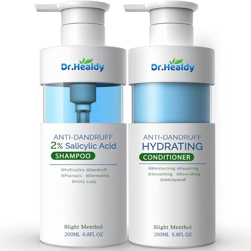 Dr.Healdy Anti-Dandruff Shampoo and conditioner set-2% Salicylic Acid,Stop Flaky and Itchy Scalp ? Sulfate Paraben Free, Intense Care for Women and Me 13.6 FL Oz (Pack of 2)