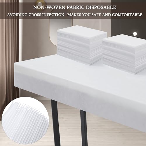 Disposable Bed Sheets 100 Pcs 31" x 71" Massage Table Sheets Non Woven Fabric SPA Bed Cover Breathable for Massage Beauty Tattoos(White)
