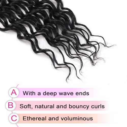 30 Inch Long Goddess Box Braids Crochet Hair for Black Women 7 Packs Box Braids with Curly Ends Pre Looped Wavy Crotchet Braid (1B)