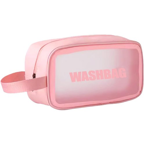 YIMIKE Travel Toiletry Bag,Clear Makeup Bag,Cosmetics Bag,Transparent Skin Care Bag,Waterproof & Draining Make up Bags,PVC Toiletry Organizer Thickened Wash Bag for Women Men (Small-Pink)