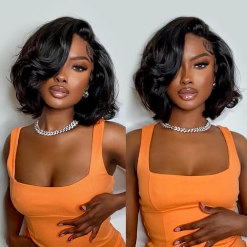 west kiss Glueless Short Bob Wig Ready to Wear 5x7 Closure Bob Wig Pre Cut & Pre Bleached Human Hair Wigs With Adjustable Straps for Easy Installation 12 Inch