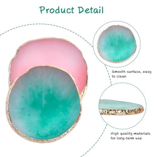 2 Pcs Nail Polish palettes Resin Nail Art Palette Golden Edge Gel Nail Polish Holder Nail Tray,Makeup Display Board Cosmetic Mixing Tools
