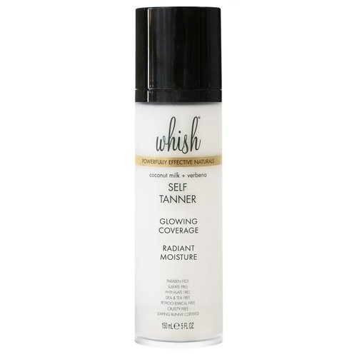 Whish Beauty Coconut Milk and Verbena Self Tanner - Sunless Tanning Lotion for Face & Body - Moisturizes with Shea Butter, Mango Butter, & Aloe - For All Skin Tones - Paraben & Sulfate Free, 5 fl oz