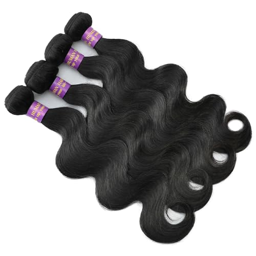 14A Body Wave Human Hair Bundles 16 18 20 22 Inch Bundles Human Hair 100% Unprocessed Brazilian Virgin Hair Body Wave 4 Bundles Human Hair Extensions for Women Natural Color Quick Weave