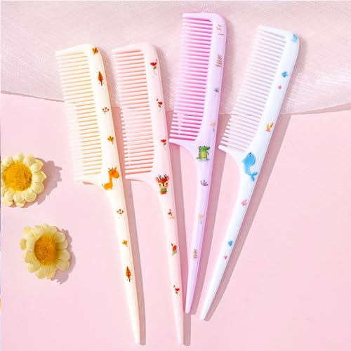Small Cute Hair Comb,2 Piece Mini Hair Comb Set Toddler Combs Set for Girls Boys Kids Fine Tooth Rat Tail Comb Portable Plastic Hairdressing Combs Gift For Wet And Dry Hair (Blue Whale)