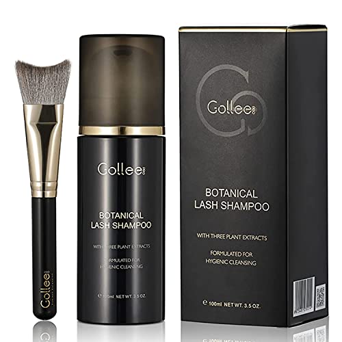 Lash Shampoo -100 ML Eyelash Shampoo Eyelash Extension Cleanser for Lash Extensions with Brush Eyelash Wash for Extensions & Natural Lashes/Paraben & Sulfate Free Safe Makeup Remover