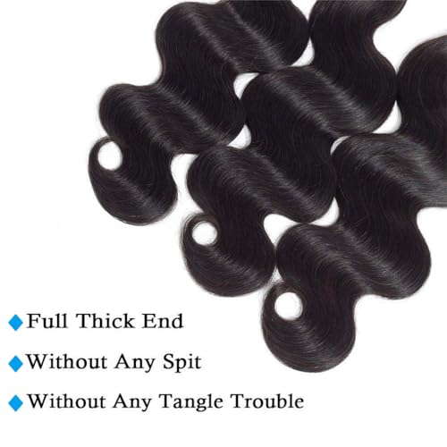 Cirvty 12A Human Hair Bundles Body Wave Bundles Human Hair Brazilian Human Hair 4 Bundles 18 20 22 24inch 100% Unprocessed Virgin Hair Weave Body Wave Human Hair Extensions Natural Black Color