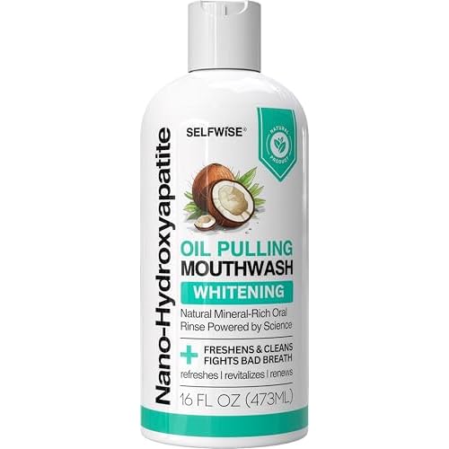 Nano-Hydroxyapatite Oil Pulling Whitening Mouthwash for Teeth and Gums, Natural & Organic, Whitens Teeth, Strengthens Enamel, Fights Bad Breath & Plaque ? Smooth & Non-Greasy ? for Adults - 16oz