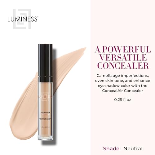 LUMINESS Under Eye Concealer for Dark Circles, ConcealAir (Neutral) - Weightless Coverage & Crease-Resistant Makeup Concealer to Even Out Skin Tones & Help Reduce Dark Spots & Blemishes - 0.25 fl oz