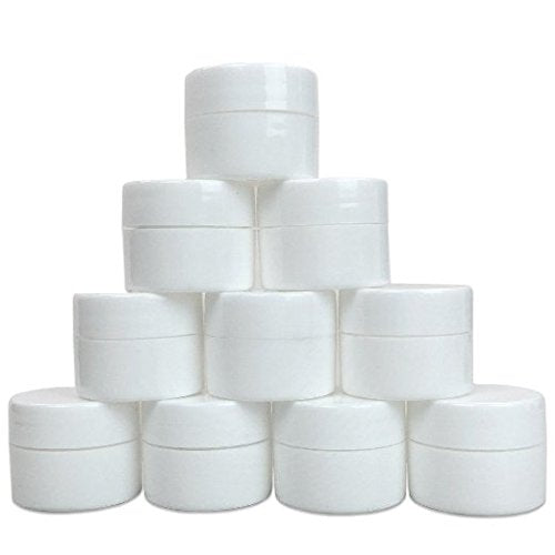 Beauticom 12 Pieces 7G/7ML (0.25oz) WHITE Sturdy Thick Double Wall Plastic Container Jar with Foam Lined Lid for Pills, Medication, Ointments and Other Beauty and Health Aids - BPA Free