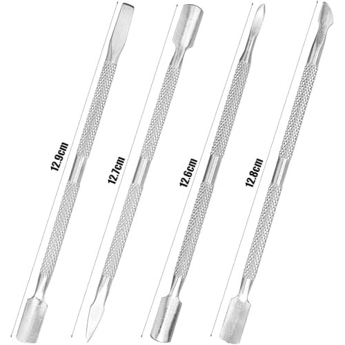 4pcs Cuticle Pusher Metal Cuticle Pusher Tool Kit Nail Cleaner Cuticle Care Nail Cuticle Remover Tools Nail Scraper Under Nail Cleaner Tool Cuticle Pushers for Fingernails Toenails