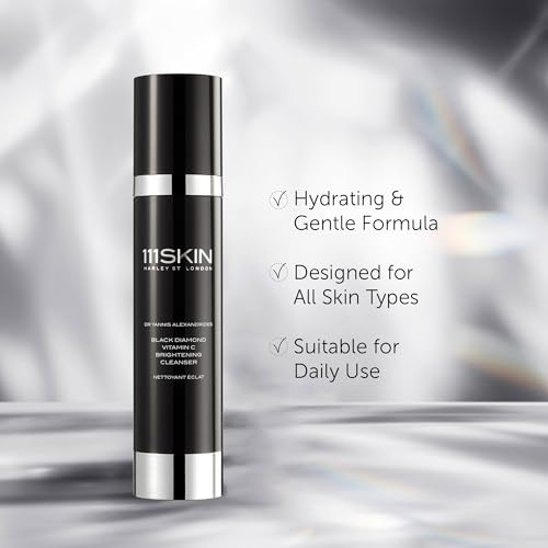 111SKIN Black Diamond Vitamin C Cleanser Face Wash for All Skin Types, Foaming Facial Cleanser with Peptidic Microalgae Complex for Dull Uneven Skin Tone & Dark Spots 3.4 fl oz