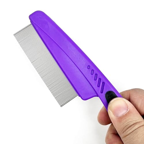 ELFSKIK Stainless Steel Fine Tooth Dandruff Comb, Professional Dandruff Remover, Multifunctional Hair Grooming Comb for Kids and Adults (Purple)