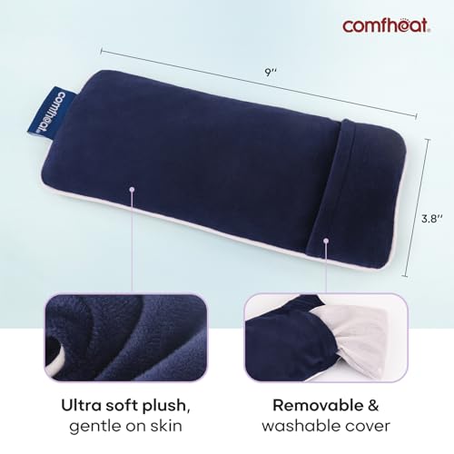 Unscented Weighted Eye Pillow - Soft Plush Removable Cover, Moist Heat & Cold Therapy, Natural Aromatherapy Eye Compress Pillow for Relaxation, Yoga, Meditation, and Sleep, Navy Blue