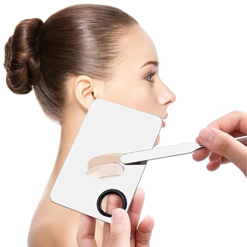 3 Pcs Makeup Foundation Spatula Spoon Tool Set, Make Up Mixing Palette Tray, Stainless Steel Skin Care Spatula, Cosmetic Scoop Scraper for Skincare Face Eye Cream (Silver)