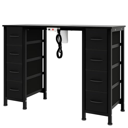 Nail Desk, Manicure Table, Nail Beauty Salon Workstation w/Electric Dust Collector, 8 Fabric Drawers