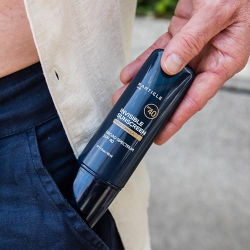 Particle Invisible Sunscreen, Men¡¯s Transparent SPF 40 Sunscreen Lotion with Vitamin E, Daily Skin Care for Men, Lightweight Formula for Sun Protection, Beard Friendly, Non Greasy, 1.7 FL OZ