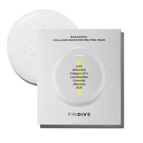 FINDIVE OFFICIAL Bakuchiol Collagen Booster Melting Mask, Bakuchiol, Plan-Based Retinal Alternative, Collagen 63%, Lactobacillus, Ceramide, Allantoin, Korean Skincare 1.05fl.oz x 5 Sheets