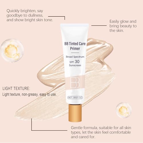 BB Blur Tinted Moisturizer Spf 30, BB Cream Tinted Moisturizer with Broad Spectrum Protection Against UVA and UVB Rays BB Tinted Care Primer Even Skin Tone Beauty Makeup for All Skin Types(2#Natural)