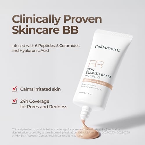 Cell Fusion C Skin Blemish Balm No.21 Natural Light - Light with Neutral Undertone, 24h Coverage with Natural Finish, Tinted Moisutrizer for Face, 1.01 fl.oz.