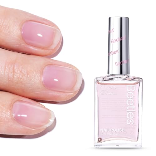 Beetles Nail Strengthener - Pink Shine Nail Concealer Air Fast Dry Natural Nail Hardener and Growth Treatment for Thin Damaged Nails Imperfection Masking 15ML Gifts for Women