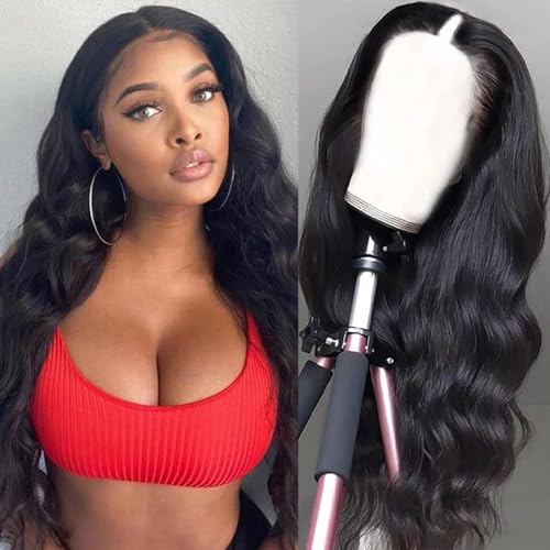 Xagujpo V Part Wigs Body Wave Brazilian Virgin Human Hair Wigs for Black Women Upgrade U Part Wigs Glueless Full Head Clip In Half Wig None Lace Front Wigs 210% Density Natural Color 20Inch