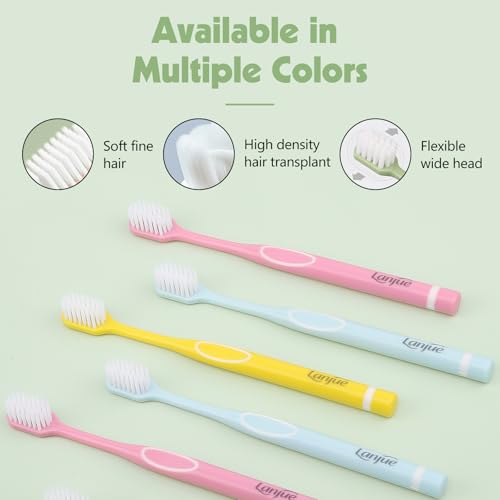 6pcs Travel Toothbrush Set, Extra Soft Toothbrushes for Adults Gentle Portable Manual Toothbrush with Individual Travel Case Deep Cleaning Flossing Toothbrushes for Sensitive Teeth(Multicolor)