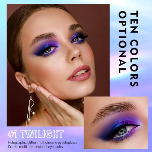MAKI YIKA 3Pc Glitter Eyeshadow Liquid Multichrome Eyeshadows Long Lasting, Metallic Chameleon Eye Shadow Smudgeproof Holographic Eye Topper Glitters (#1+3+6)