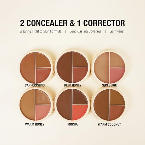 KISS NEW YORK Professional WOW Concealer, Lightweight & Long Lasting, 2 Concealer & 1 Corrector from Tattoo, Scar to Dark Circle Cover, High Coverage for Full Body & Face Makeup